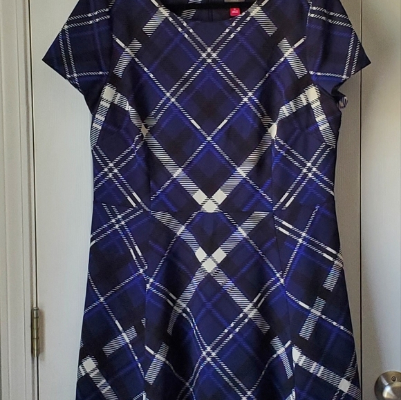 Vince Camuto Plaid Dress Blue Black - Picture 10 of 10